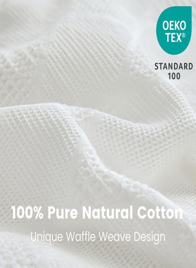 BISELINA 100% Cotton Waffle Weave Duvet Cover Set Full Size 3 Pieces (1 Duvet Cover 78"x86", 2 Pillowcases) Soft Breathable Durable Chic Bedding Set for All Season - White, Full Size - Image 3